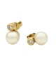 Pearl and Diamond Accent Drop Earrings in Yellow Gold